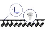 Complete Set 1-Fase Rail L 2 x 2 Meter Zwart | incl. 10x Spot + GU10 2700K 3W Dimbaar + Eindkap, Voedingsconnector en L -Verbindingsstuk